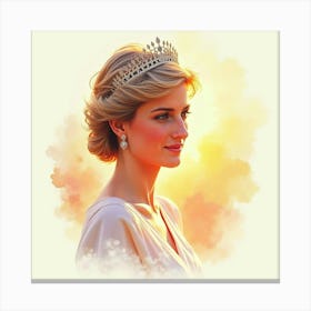 Elegant Watercolor Of Princess Diana With A Gentle Sunrise Glow 1 Canvas Print