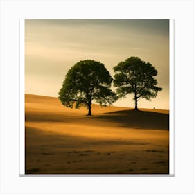 Two Trees In A Field Canvas Print