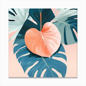 Tropical Leaf Simple Minimalist Abstract Art 2d Painting Sharp Details Cerulean Blue 007ba7 899691285 Canvas Print
