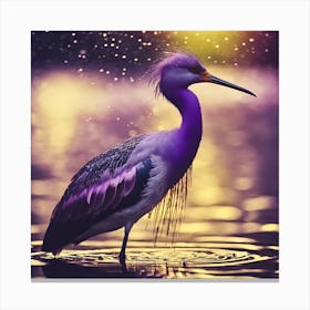 Poised Purple Feathered Water Bird Canvas Print