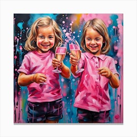 Two Girls Holding Champagne Glasses Canvas Print