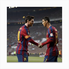 Two Soccer Players Shaking Hands Canvas Print