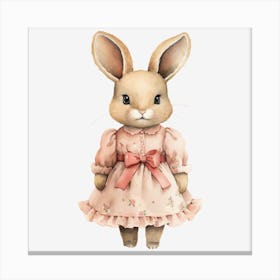 Bunny In Pink Dress Canvas Print