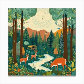 Deer In The Forest 16 Canvas Print