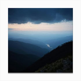 Serenity Of A Trekking Exploration On A Remote Untouched Expanse Panoramic Vista Of The Silhouette Canvas Print