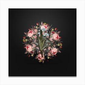 Vintage Iris Fimbriata Flower Wreath on Wrought Iron Black n.0760 Canvas Print
