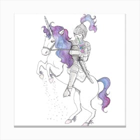 Unicorn Knight Square Canvas Print