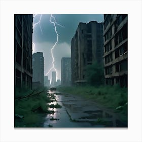 Lightning In The City Canvas Print