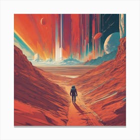 Mars Is Walking Down A Long Path, In The Style Of Bold And Colorful Graphic Design, David , Rainbow (2) Canvas Print