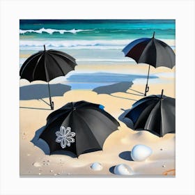 Umbrellas On The Beach Canvas Print