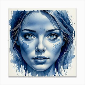 Blue Watercolor Painting 4 Canvas Print