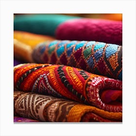 Colorful Textiles In A Market 1 Canvas Print