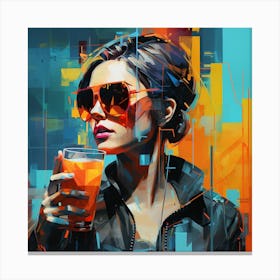 Woman Drinking Orange Juice Canvas Print
