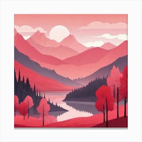 Misty mountains background in red tone 92 Canvas Print