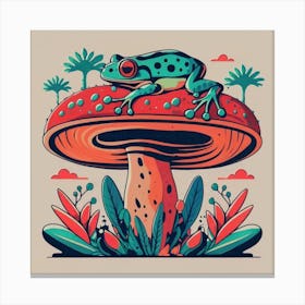 Frog On A Mushroom Canvas Print