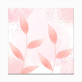 Pink Watercolor Leaves Canvas Print
