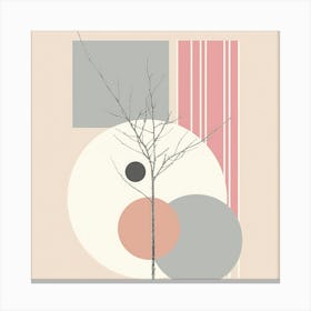 Silken Branches: Minimalist Elegance in Pink and Grey Canvas Print