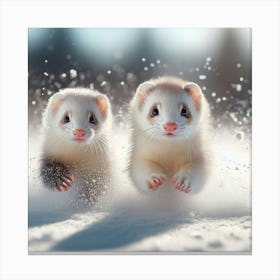 Ferrets In The Snow 3 Canvas Print