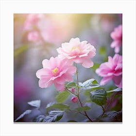 Flowers Leaves Nature Soft Freshness Pastel Botanical Plants Blooms Foliage Serene Delic (18) Canvas Print