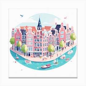 Amsterdam City Low Poly (23) Canvas Print