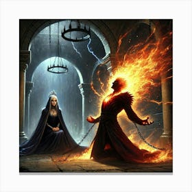 A Dramatic Scene In Queen Sorath S Palace Converted Canvas Print