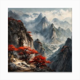 Chinese Mountains Landscape Painting (60) Canvas Print