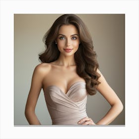 Beautiful Woman In A Strapless Dress Canvas Print