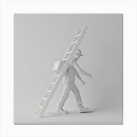 Man Carrying A Ladder Canvas Print