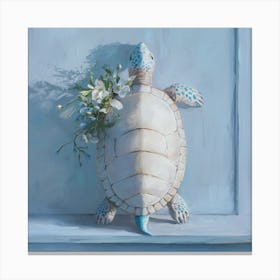 Turtle With Flowers Canvas Print