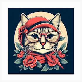 Cat In Glasses 3 Canvas Print