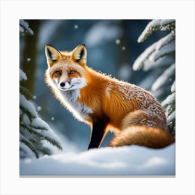 Red Fox In The Snow 3 Canvas Print