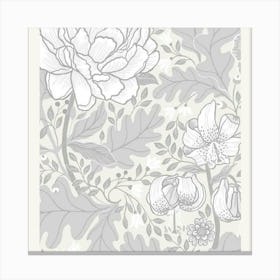 Grey Floral Wallpaper Canvas Print