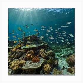 Default Various Beautiful Fish Seen From Inside The Sea At The 3 Canvas Print