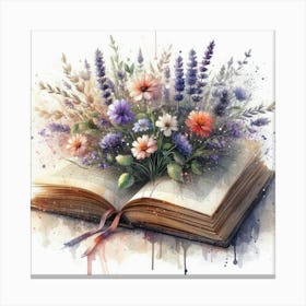 Open Book With Flowers 2 Canvas Print