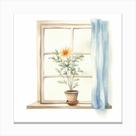 Watercolor Of A Window Canvas Print