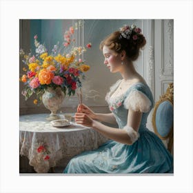 Profile Of Elegance Still Life With Flowers (2) Canvas Print