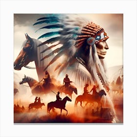 Indians On Horseback Canvas Print