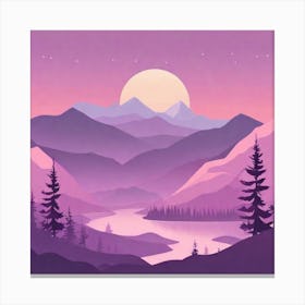 Misty mountains background in purple tone 121 Canvas Print