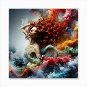 Beautiful Woman With Colorful Hair Canvas Print