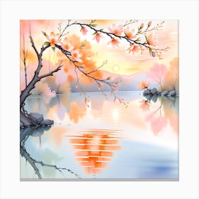 Watercolor Of Cherry Blossoms Canvas Print