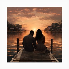 Sunset On The Dock 3 Canvas Print