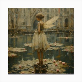 Fairy On Lily Pads Canvas Print