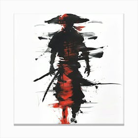 Japanese Ink Samurai Silhouette Canvas Print