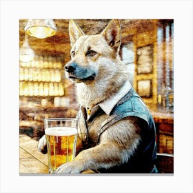 Dog Drink Beer In Bar Lienzo