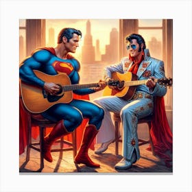 Superman And Elvis Canvas Print
