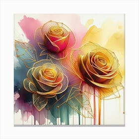 Gold Roses Canvas Print