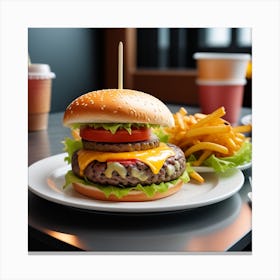 Hamburger And Fries 13 Canvas Print