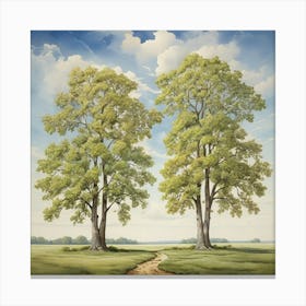 Two Elm Trees Art Print 1 Canvas Print