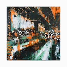 New York Bridge, Graffiti, Street Art, Urban Hues Canvas Print