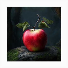 Red Apple In The Forest Canvas Print